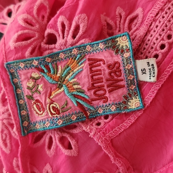 Johnny Was Pink Eyelet Floral Tank Top Embroidered extra small - Picture 6 of 9